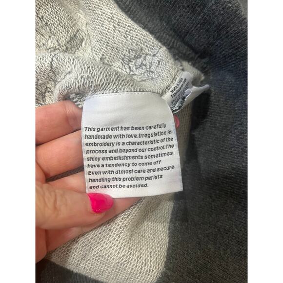 Hemant & Nandita Gray Embellished Jeweled Rhinestone Crew Sweatshirt Size S - Picture 7 of 10